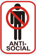 antisocial An anti-social sign: a person symbol crossed out by a red circle
